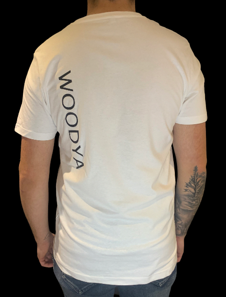 WHITE WOODYA T-SHIRT VERITCAL LOGO ON BACK